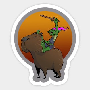 Goblin Riding Capybara Sticker